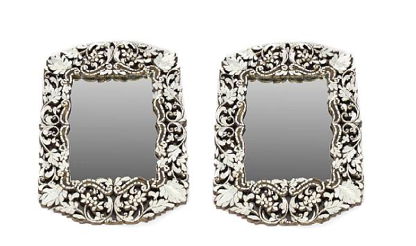 Appraisal: A pair of Italian style mirror inlaid frames height in