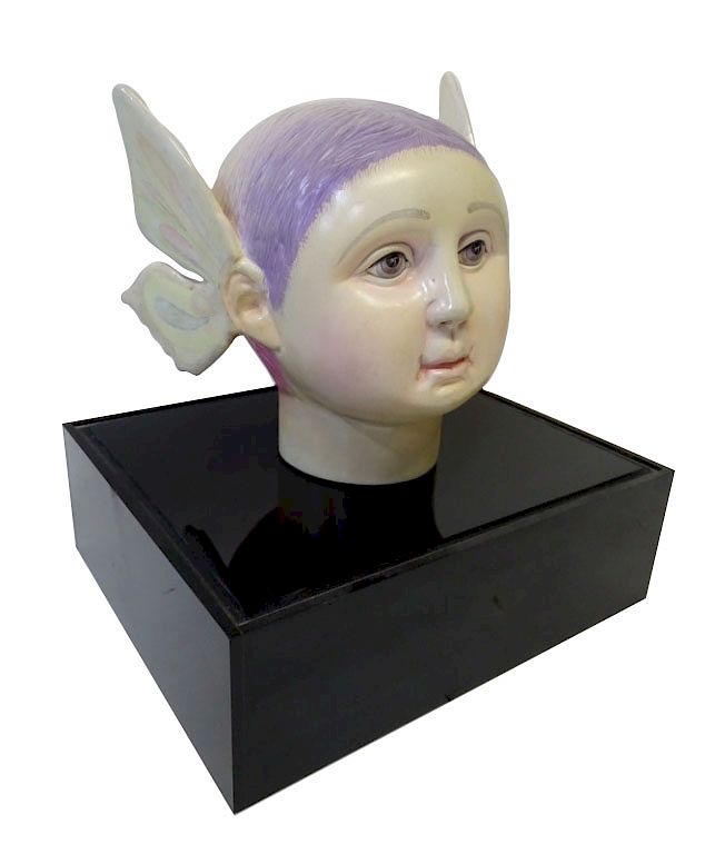 Appraisal: Sergio Bustamante Fairy Head In Lucite Case Sergio Bustamante Fairy