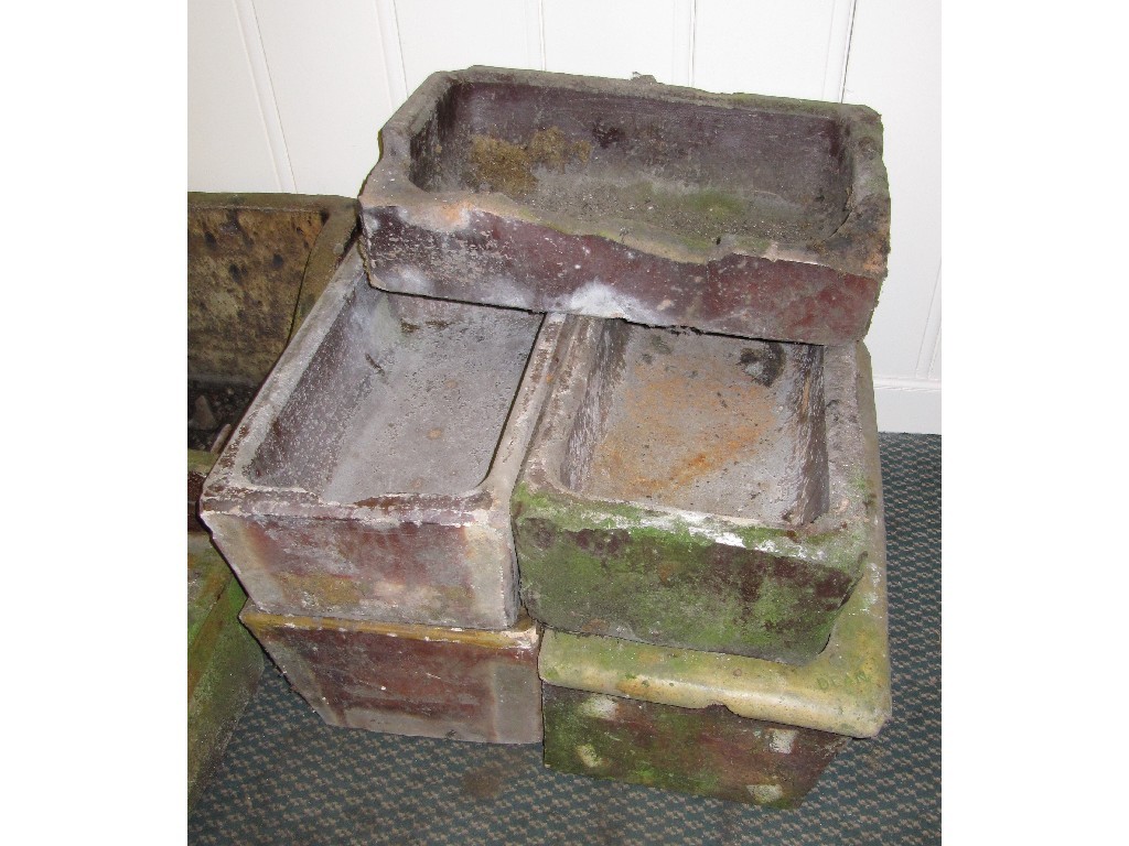 Appraisal: Lot comprising eight stoneware byer's troughs