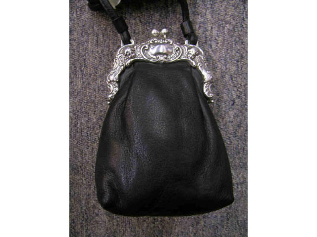 Appraisal: Black leather evening bag by Cherry