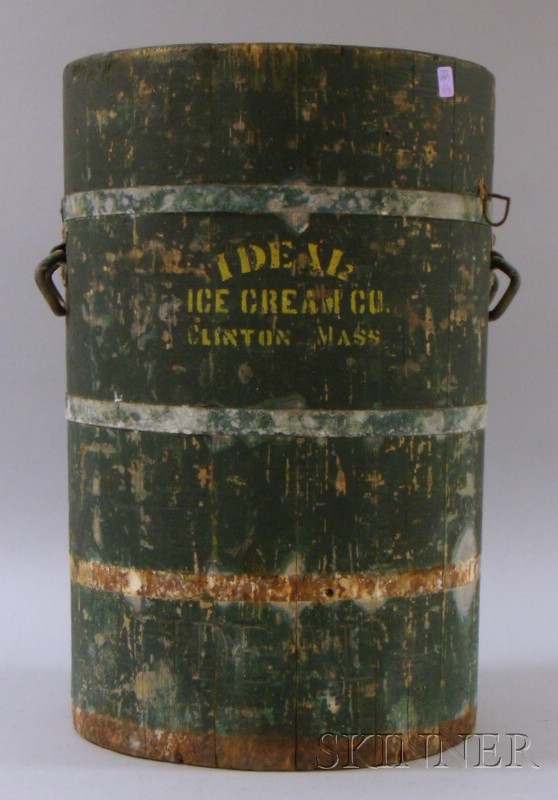 Appraisal: Ideal Ice Cream Co Clinton Mass Green-painted and Stencil-labeled Wooden