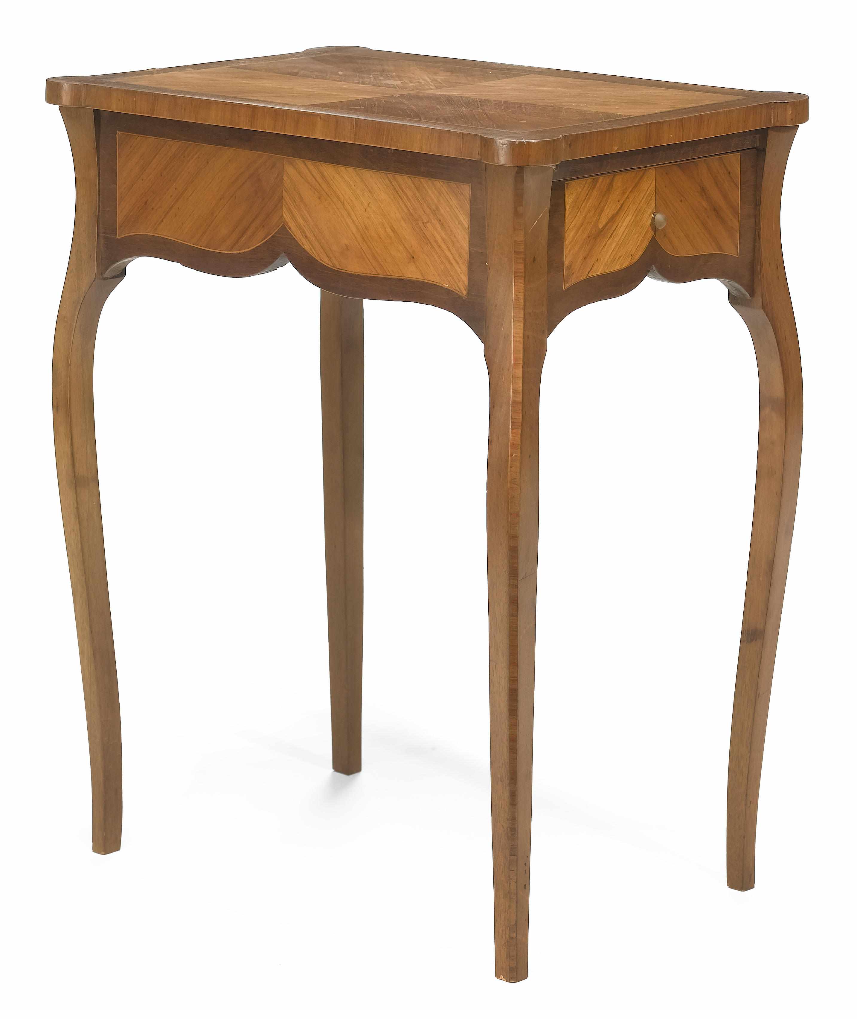 Appraisal: A Louis XV style mahogany and kingwood table ambulante early