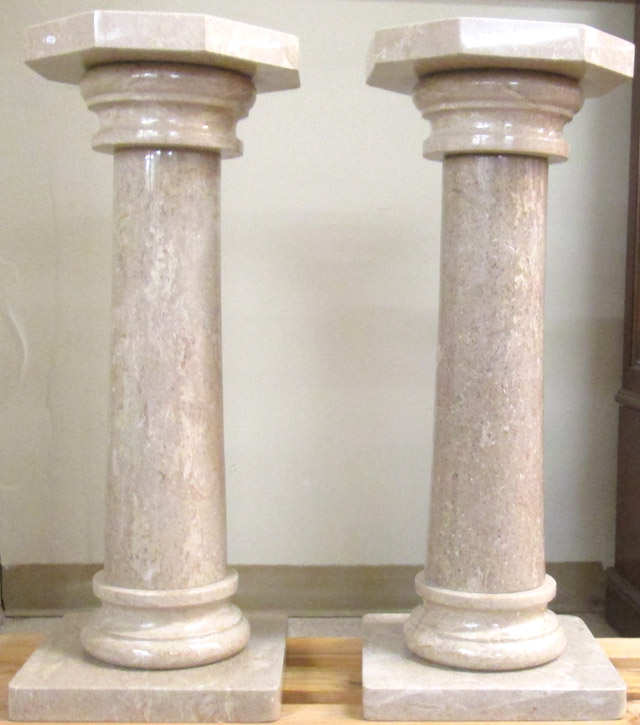 Appraisal: A PAIR OF ITALIAN PERLATO FIORITO MARBLE PEDESTALS a matching