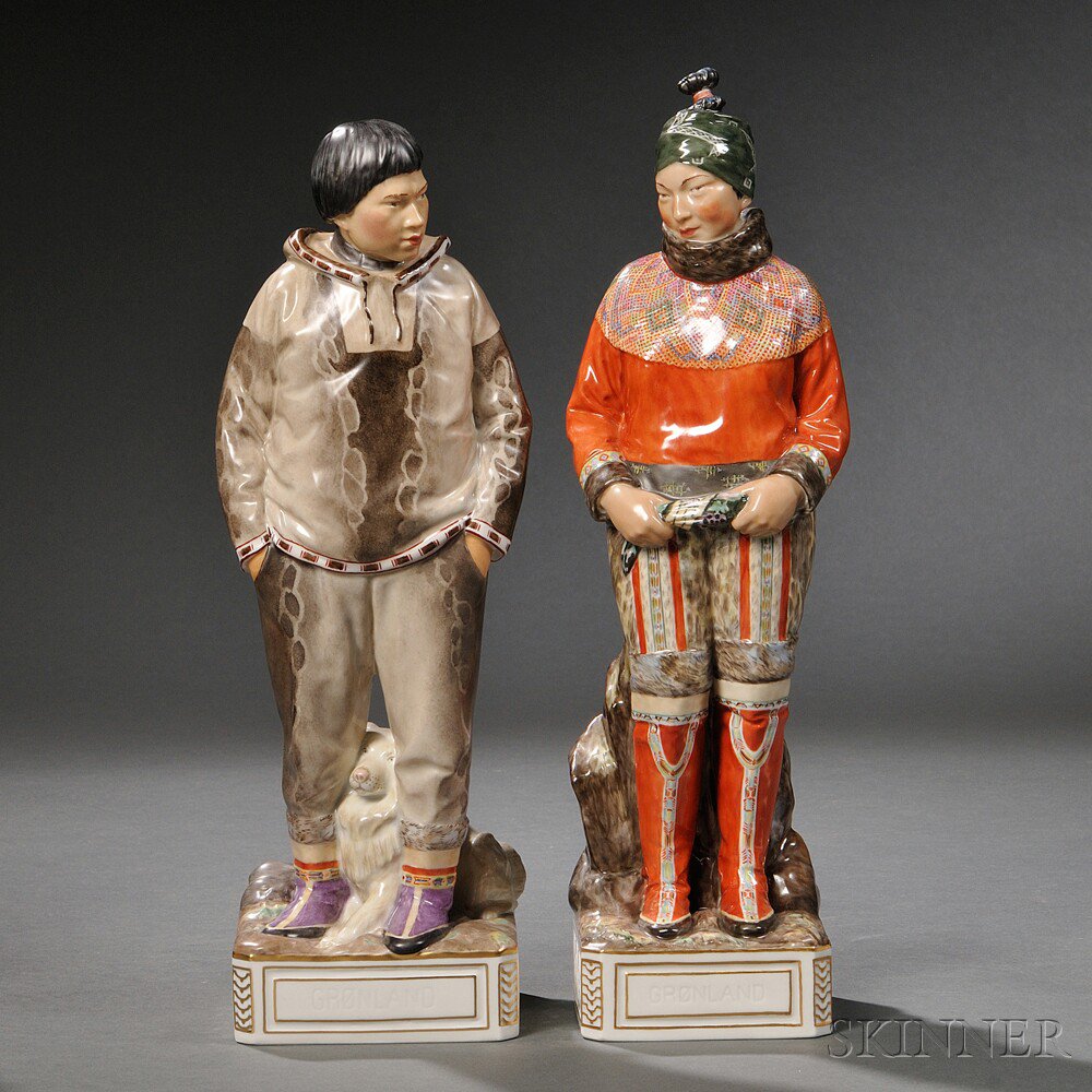 Appraisal: Pair of Royal Copenhagen Porcelain Greenland Figures Denmark th century