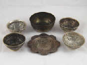 Appraisal: An interesting group of five white metal bowls and a