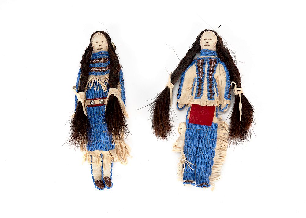 Appraisal: Plains Lakota Pair of Beaded Dolls Plains Lakota Pair of