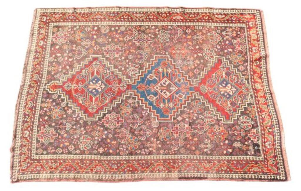 Appraisal: Hand-tied Persian Qashqai rug approx ' l 'w Provenance From