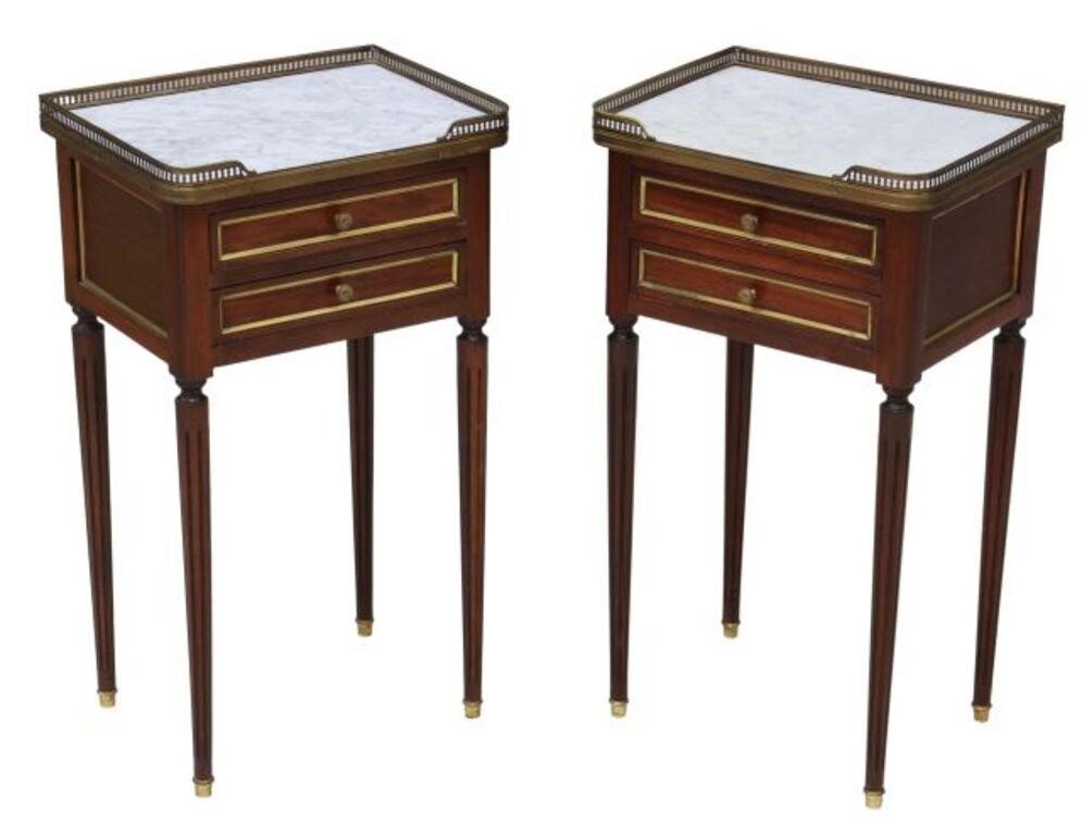 Appraisal: lot of French Louis XVI style mahogany nightstands th c