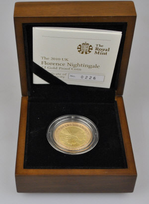 Appraisal: A boxed Royal Mint commemorative gold proof coin Florence Nightingale