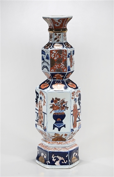 Appraisal: Chinese blue red and white porcelain hexagonal vase along with