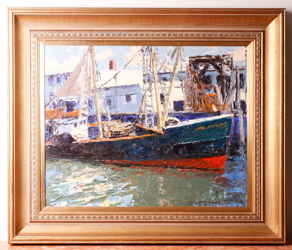 Appraisal: - Hamaker Fishing Boat at Dock O B W S