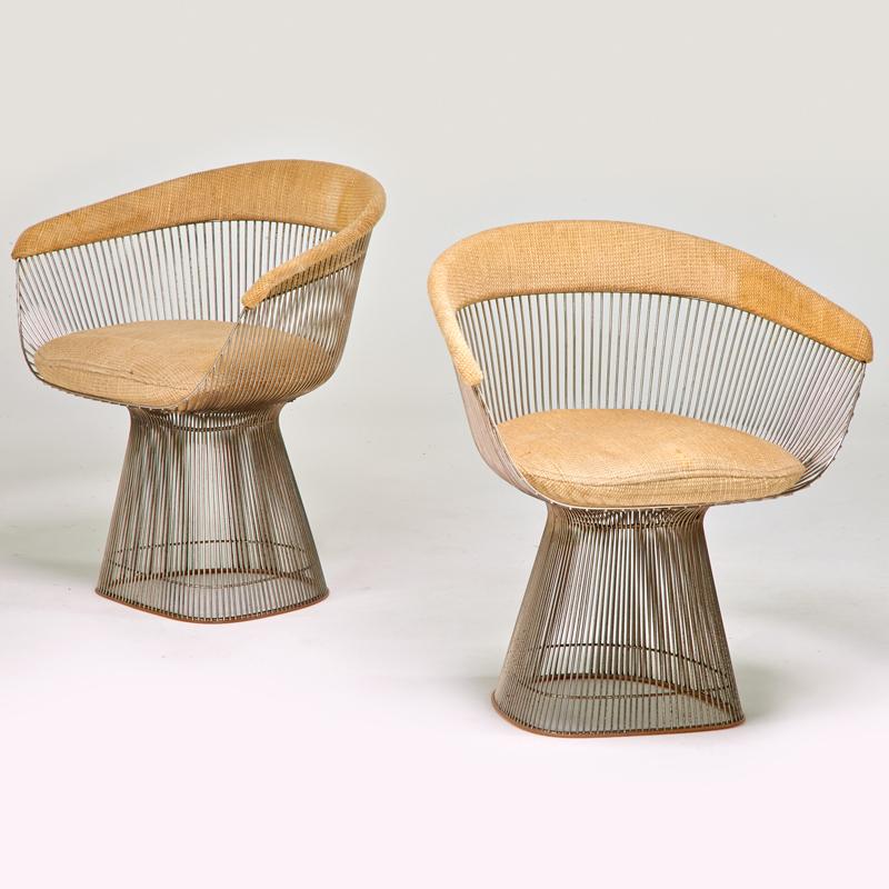 Appraisal: WARREN PLATNER KNOLL INTERNATIONAL Pair of armchairs New York s