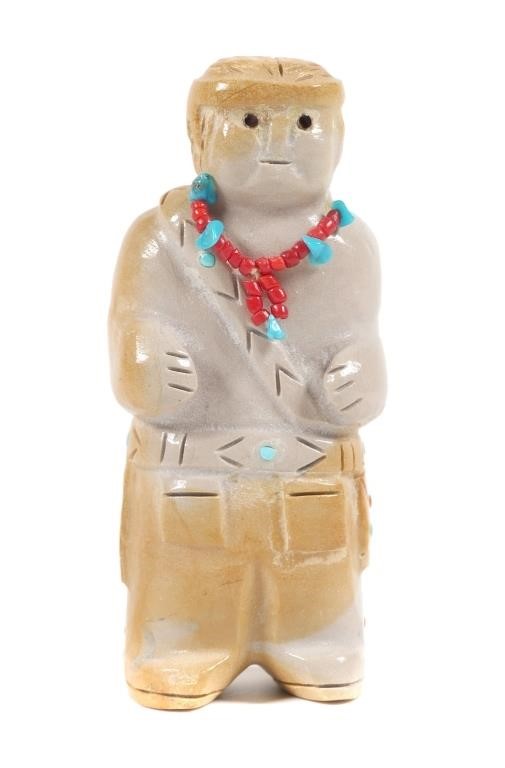 Appraisal: Zuni artist Freddie Leekya stone carving Pueblo Man Male sculpture