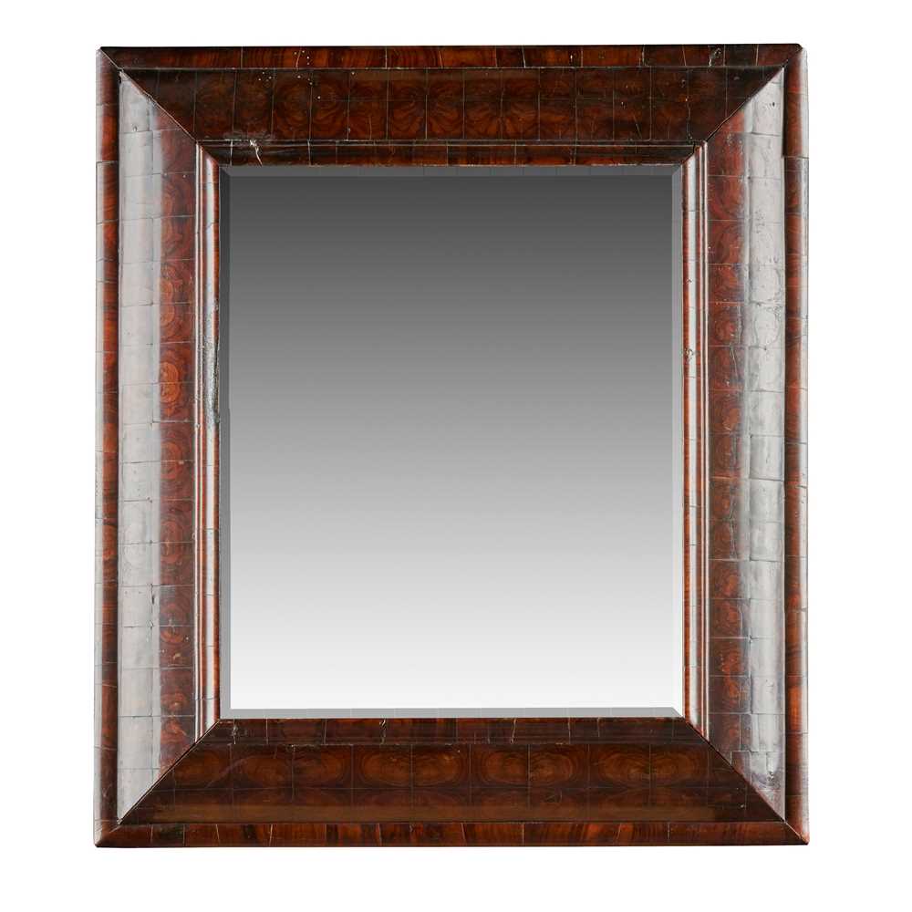 Appraisal: WILLIAM AND MARY OYSTER-VENEERED MIRROR LATE TH CENTURY the rectangular