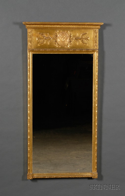 Appraisal: French Empire Giltwood Mirror early th century rectangular cornice with