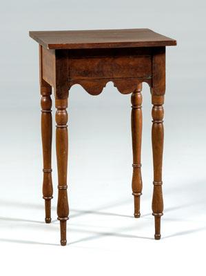 Appraisal: American Federal figured cherry stand poplar secondary deeply shaped skirt