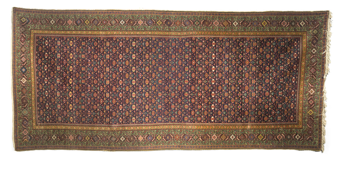 Appraisal: NORTHWEST PERSIAN GALLERY CARPET CIRCA The blue-black field with a