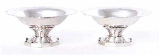 Appraisal: Pair Danish silver compotes by Georg Jensen circa oval flared