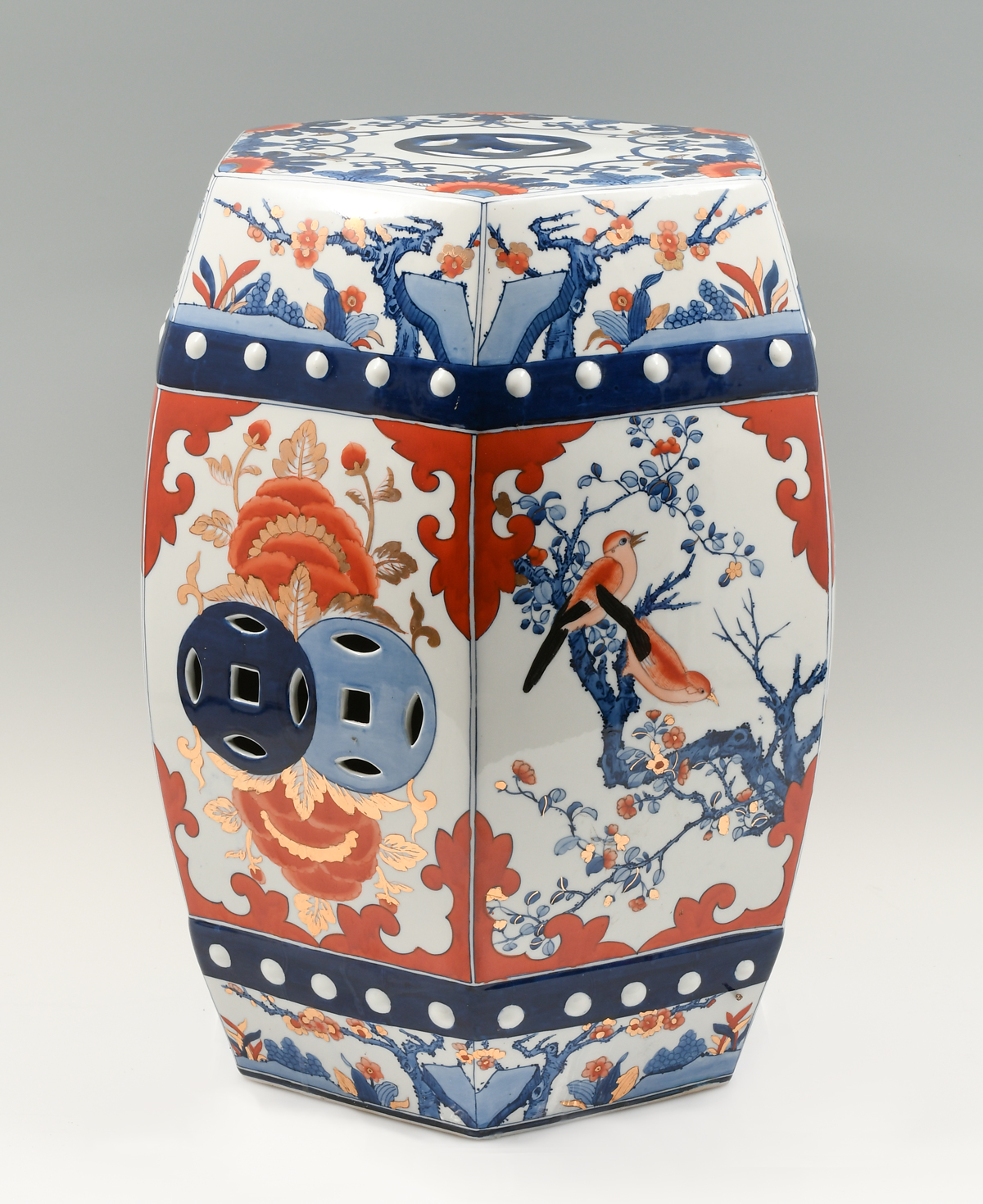 Appraisal: JAPANESE IMARI PORCELAIN GARDEN SEAT Hexagonal Japanese Garden stool having