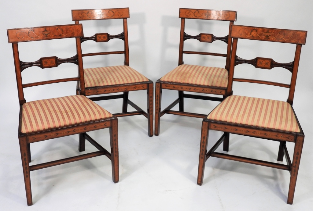 Appraisal: PC PERIOD ADAMS INLAID DINING CHAIRS United States th CenturyIncludes