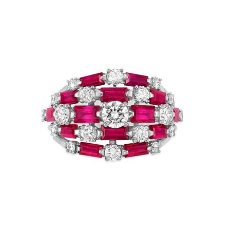 Appraisal: Platinum Diamond and Ruby Ring Tiffany Co Estimate -