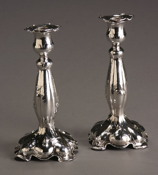 Appraisal: Two Gorham Martel Silver Candlesticks Providence Each having an ovoid