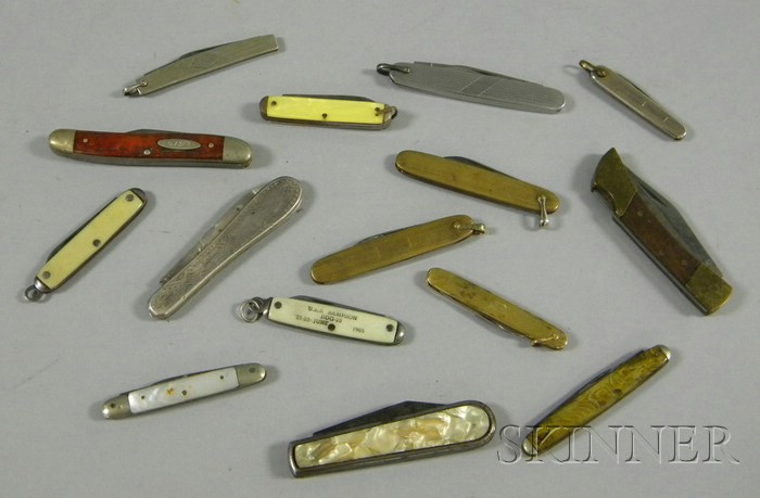 Appraisal: Approximately Fifteen Pocketknives including several sterling silver mother-of-pearl and gold-filled