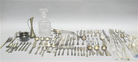 Appraisal: GROUP OF MISCELLANEOUS SILVER AND PLATE Including Steiff repousse teaspoons