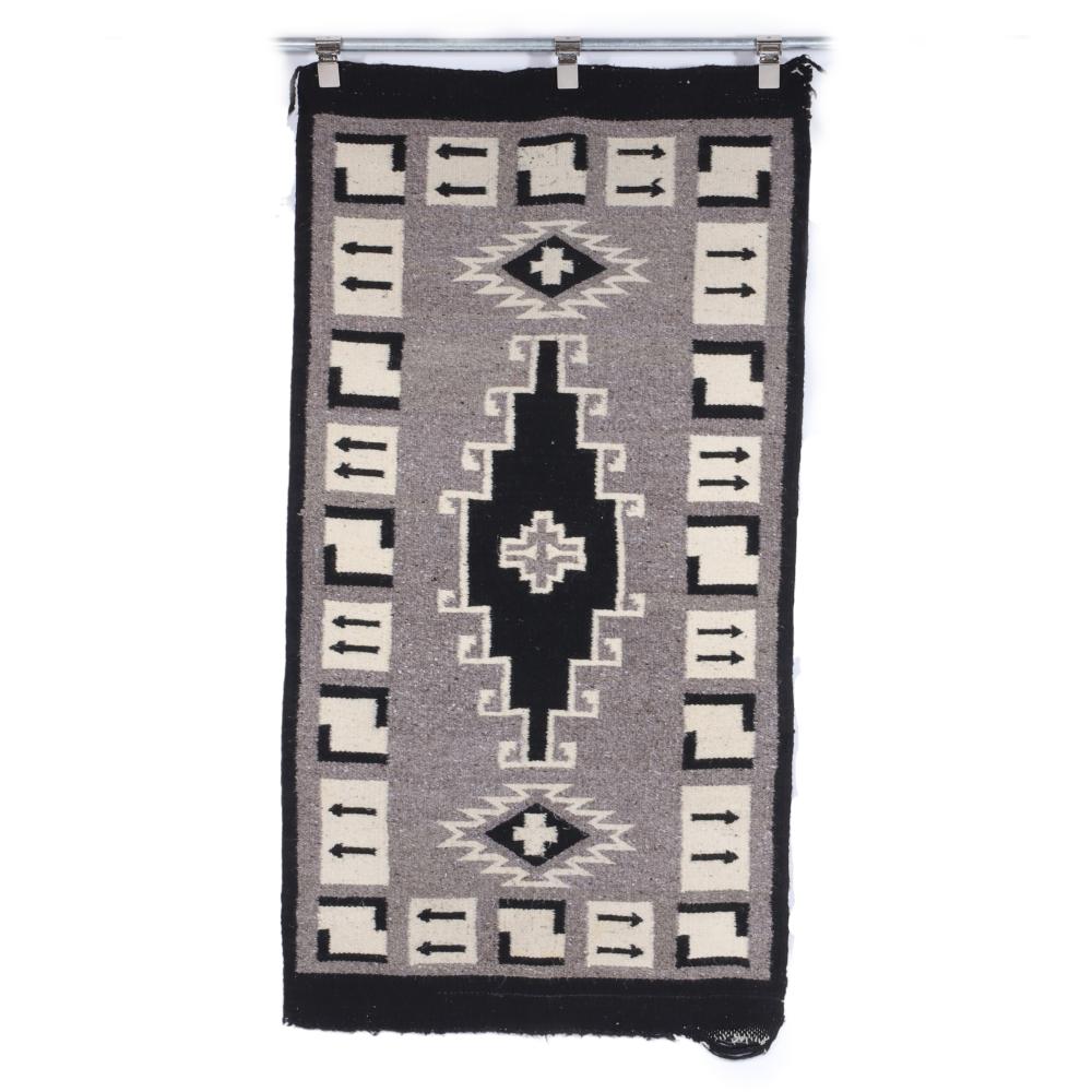 Appraisal: LARGE NAVAJO SOUTHWEST STYLE ARROW AND CROSS WEAVING IN GRAY