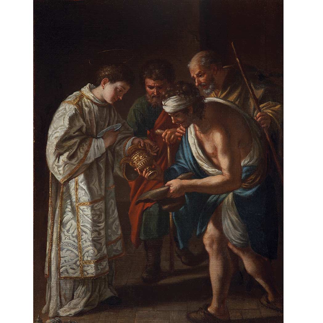 Appraisal: Emilian School th Century Saint Lawrence Giving Alms Oil on