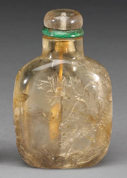 Appraisal: A carved rock crystal snuff bottle Decorated with a scene