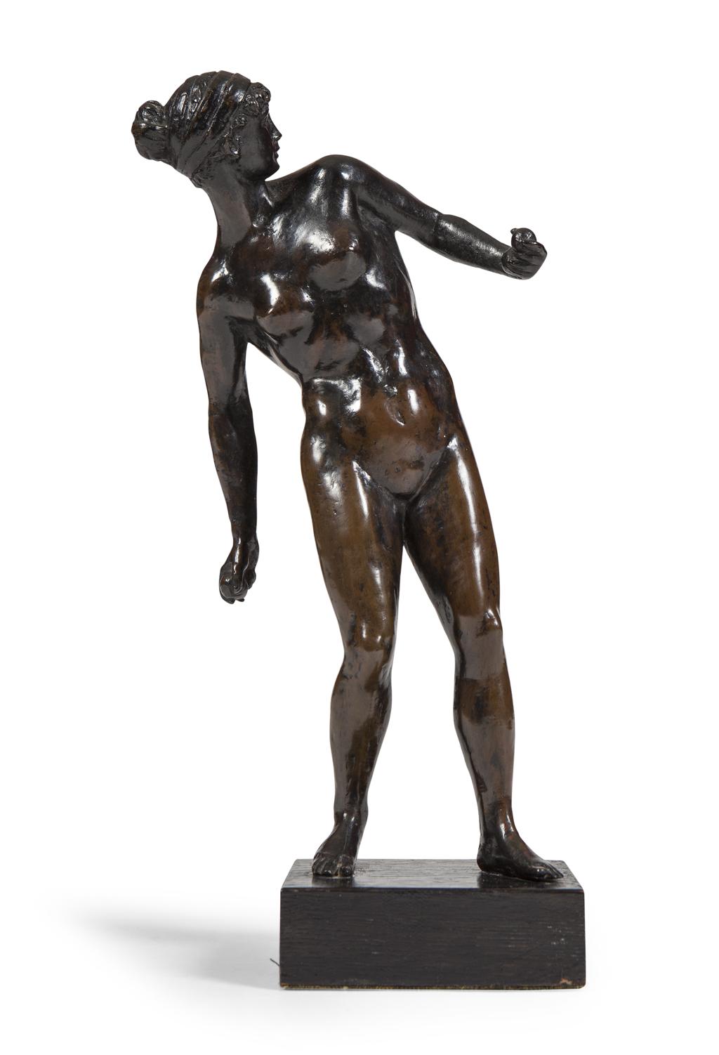 Appraisal: TWO BRONZE MAQUETTES LATE TH EARLY TH CENTURY dark brown