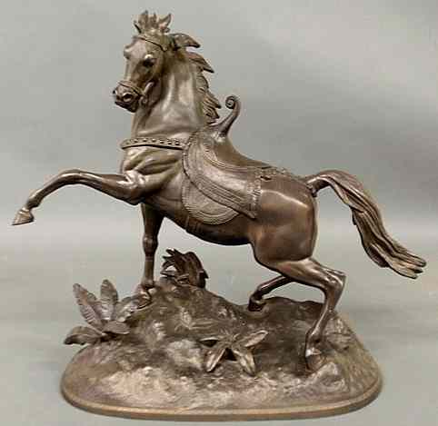 Appraisal: Large cast metal stallion with faux bronze finish c mounted