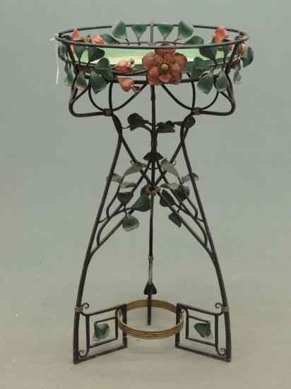 Appraisal: Polychrome painted iron fern stand Top '' Diameter '' Ht