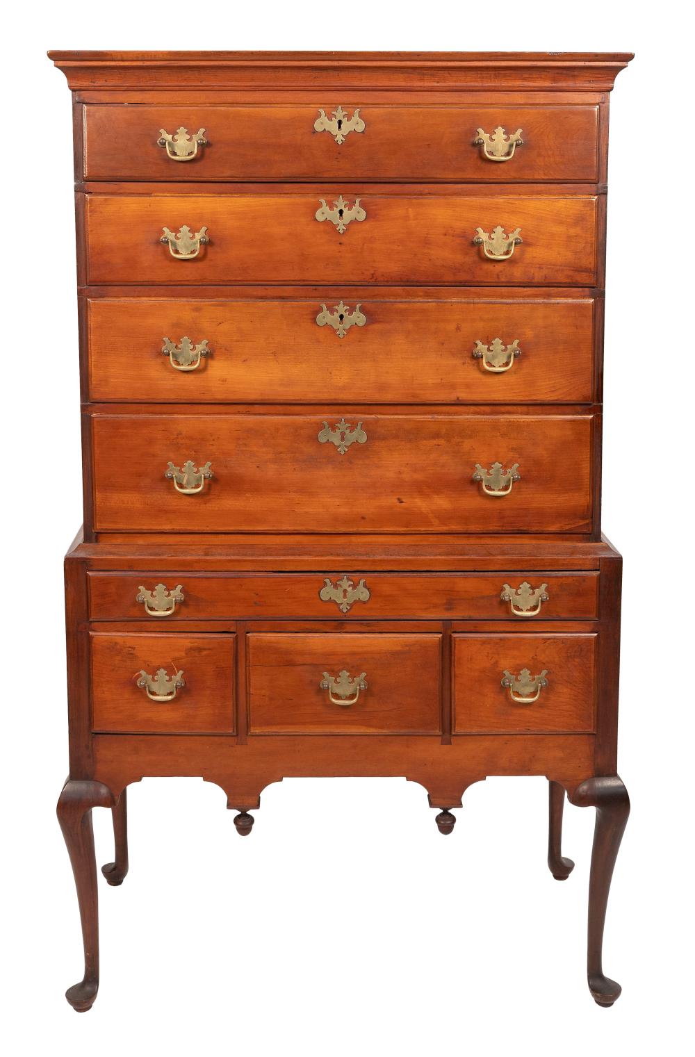 Appraisal: QUEEN ANNE FLAT-TOP HIGHBOY NEW ENGLAND CIRCA HEIGHT WIDTH DEPTH