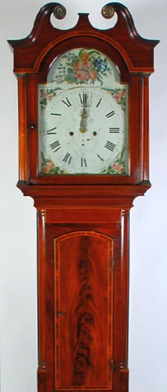 Appraisal: NINETEENTH CENTURY MAHOGANY LONGCASE CLOCK the painted Roman dial with