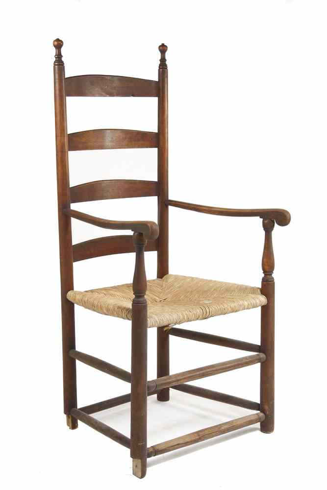 Appraisal: ARM CHAIR - th c ladder back arm chair with