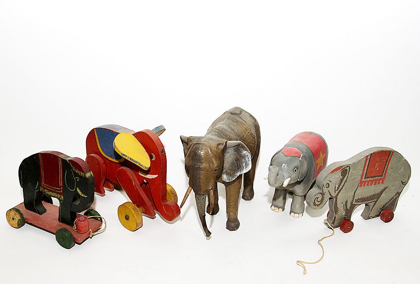 Appraisal: Elephant Toy Lot A group of vintage elephants of which