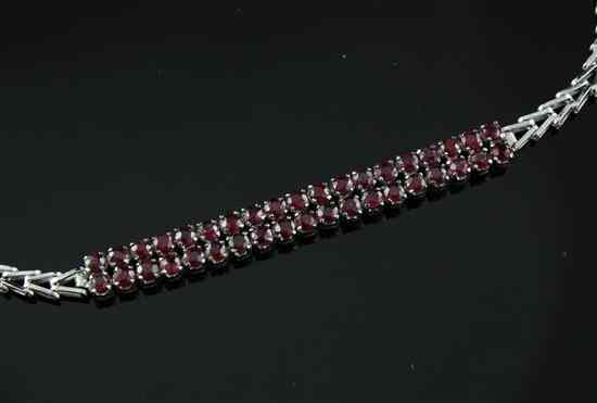 Appraisal: An ct white gold and ruby two row bracelet gross