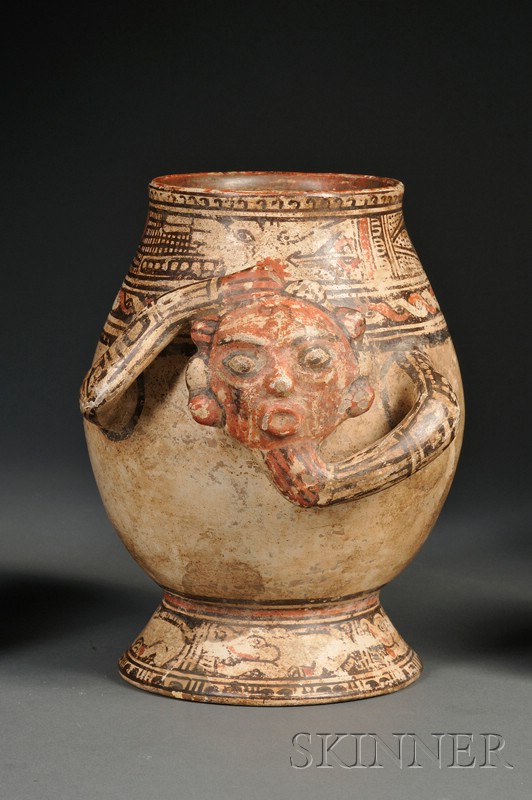 Appraisal: Central American Polychrome Pottery Urn Costa Rica c - A