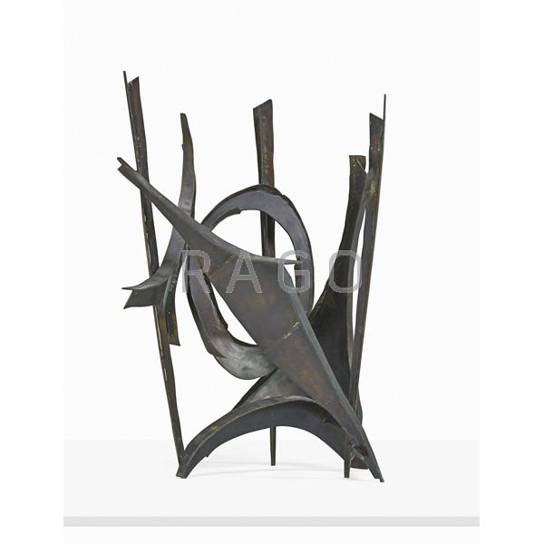 Appraisal: HERBERT FERBER Patinated bronze sculpture Condition Report One darkened long