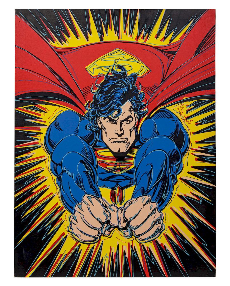 Appraisal: Steve Kaufman American - Supermansilkscr Steve Kaufman American - Supermansilkscreen