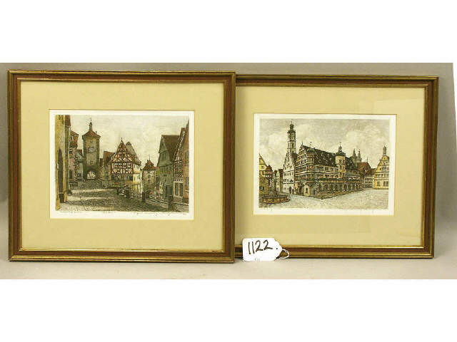 Appraisal: Set of fantastic matching engraved frame matted European city scenes