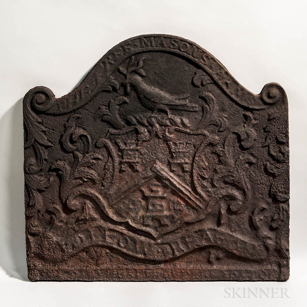 Appraisal: Cast Iron Joseph Webb The Free Masons Arms Fireback Cast