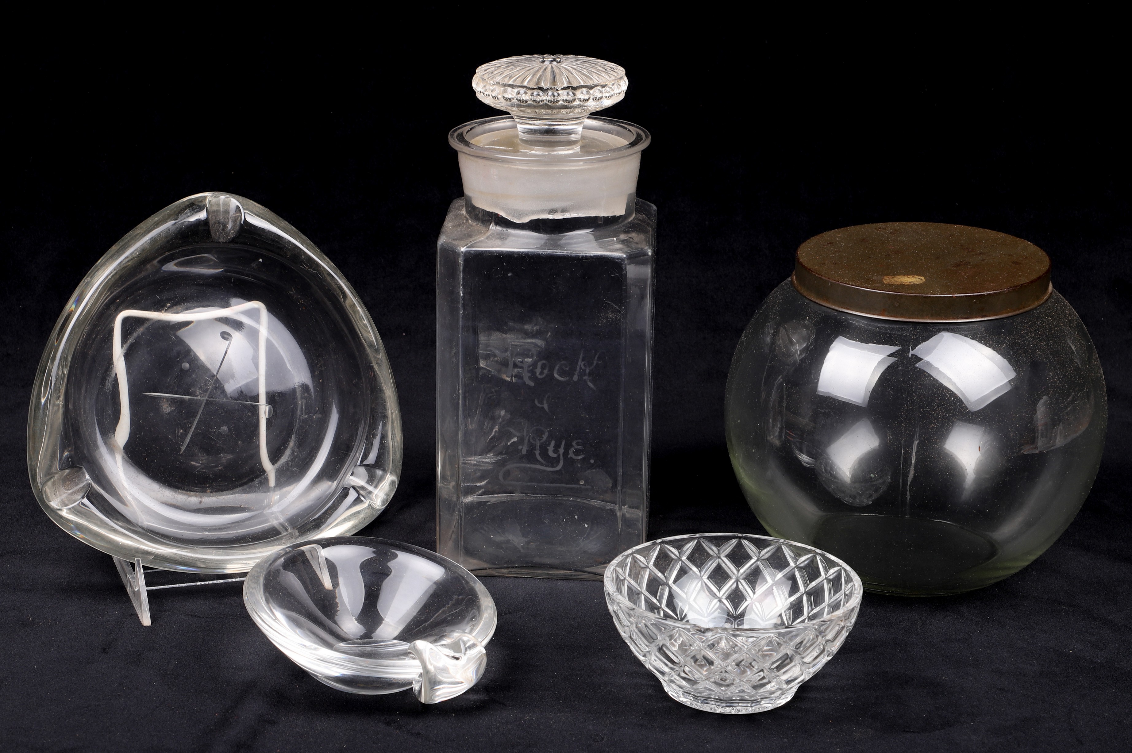 Appraisal: Pcs glassware c o ball store jar with tin lid