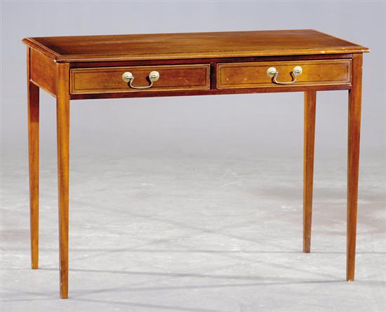 Appraisal: Hepplewhite style inlaid mahogany writing desk rectangular top with applied