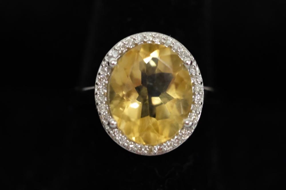 Appraisal: K WG CT CITRINE DIAMOND RING SZ k White gold