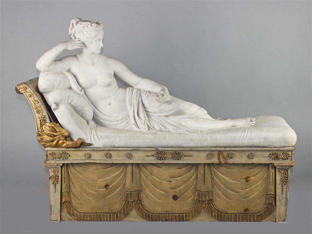 Appraisal: MARBLE RECLINING FIGURE OF PAOLINA BORGHESE AFTER ANTONIO CANOVA LATE