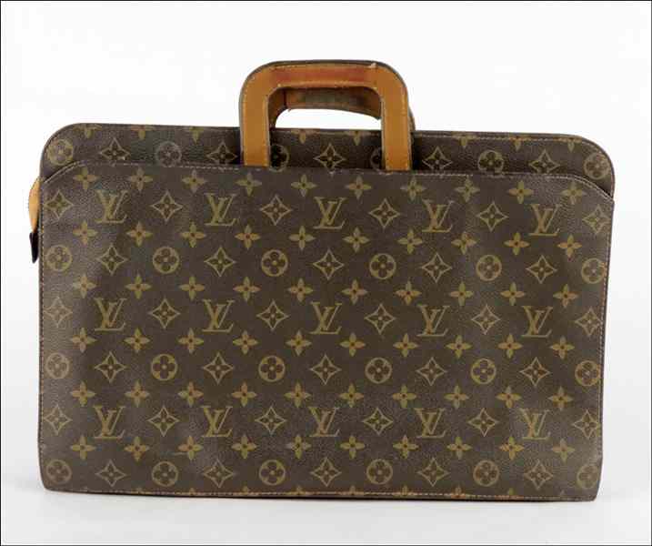 Appraisal: LOUIS VUITTON MONOGRAMMED CANVAS AND LEATHER BRIEFCASE Handles slide and