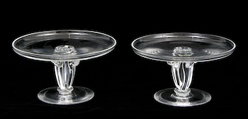 Appraisal: A Pair of Signed Steuben Clear Glass Tazzas A lovely